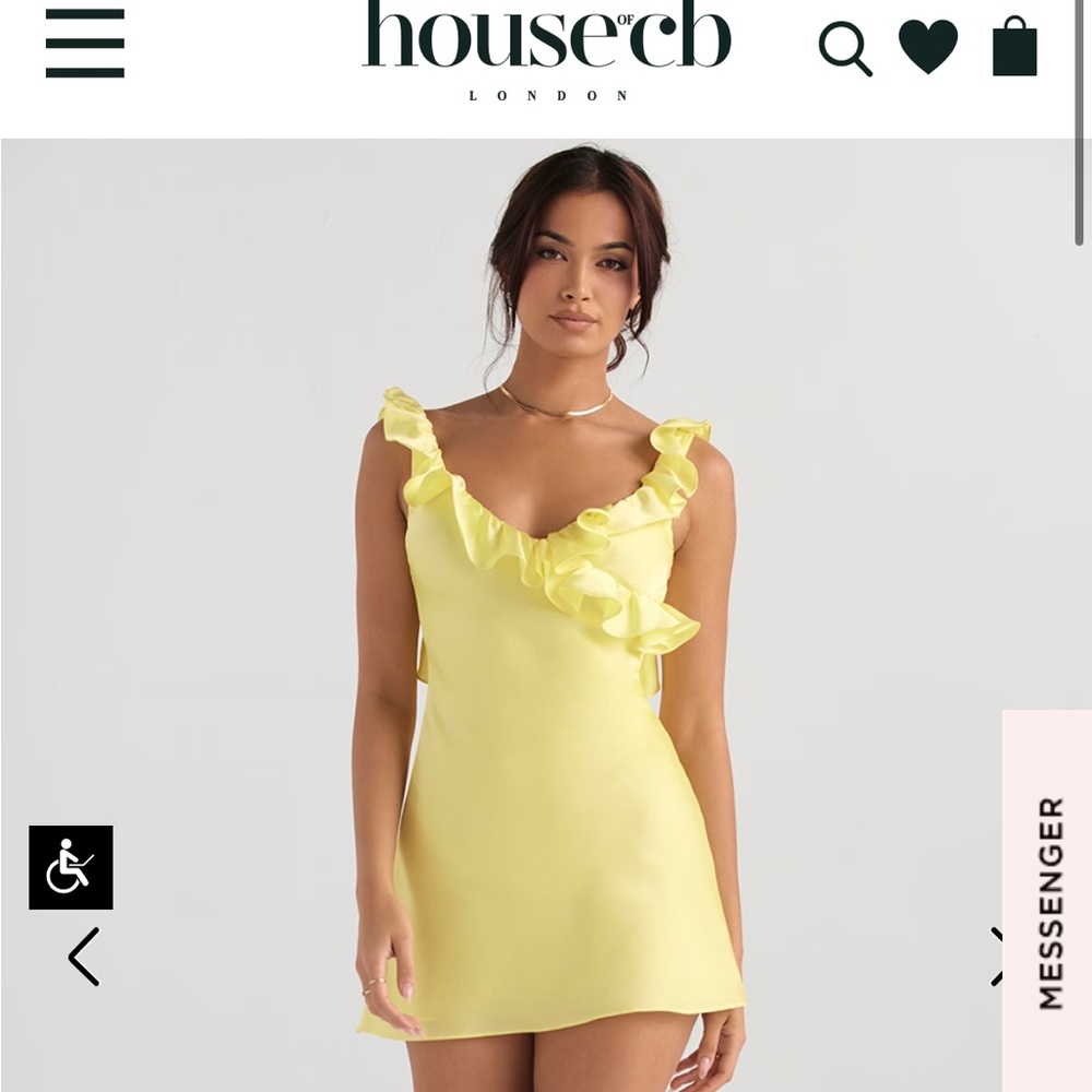 House of cb BUTTERCUP SATIN RUFFLE MINI DRESS